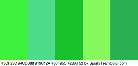 #3CF23C #4CDB88 #19C12A #86F95C #2BAF53 Colors