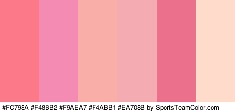 #FC798A #F48BB2 #F9AEA7 #F4ABB1 #EA708B #FFDBCC Colors