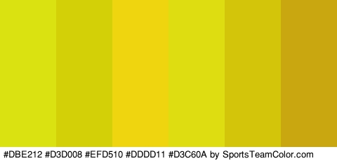 #DBE212 #D3D008 #EFD510 #DDDD11 #D3C60A #C9A710 Colors