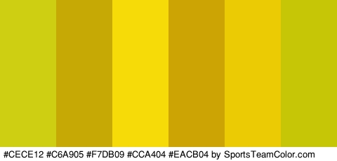 #CECE12 #C6A905 #F7DB09 #CCA404 #EACB04 #C6C607 Colors