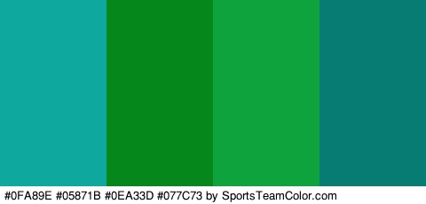 #0FA89E #05871B #0EA33D #077C73 Colors