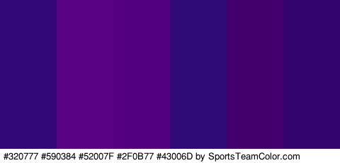 #320777 #590384 #52007F #2F0B77 #43006D #33046D Colors