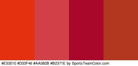 #E53010 #D33F46 #AA082B #B2371E Colors