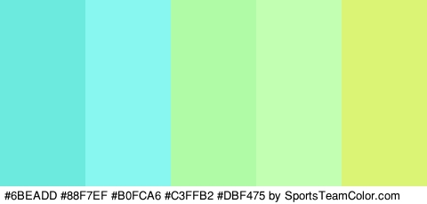 #6BEADD #88F7EF #B0FCA6 #C3FFB2 #DBF475 Colors