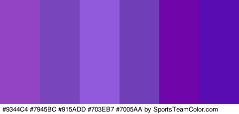 #9344C4 #7945BC #915ADD #703EB7 #7005AA #590CB2 Colors