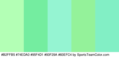 #B2FFB5 #74EDA0 #95F4D1 #93F29A #83EFC4 Colors