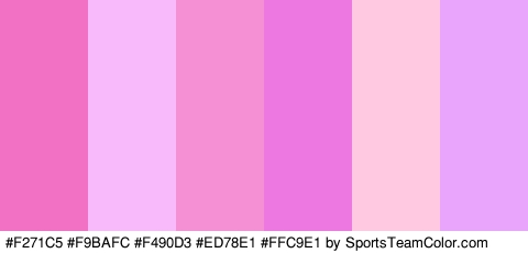 #F271C5 #F9BAFC #F490D3 #ED78E1 #FFC9E1 #E9A4FC Colors