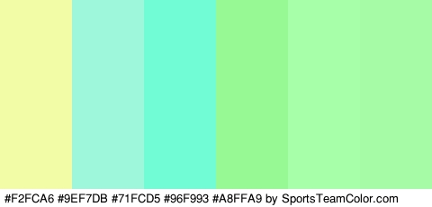 #F2FCA6 #9EF7DB #71FCD5 #96F993 #A8FFA9 #A6FCA6 Colors