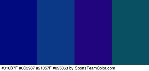 #010B7F #0C3987 #21057F #095063 Colors