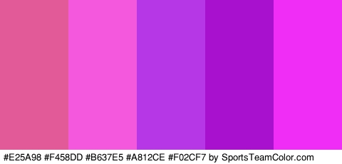 #E25A98 #F458DD #B637E5 #A812CE #F02CF7 Colors