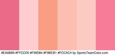 #EA6B89 #FFCCD0 #F99D84 #F9BEB1 #FCCAC4 #F97C9A Colors