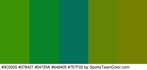 #3C9305 #078427 #04725A #648405 #757F02 Colors