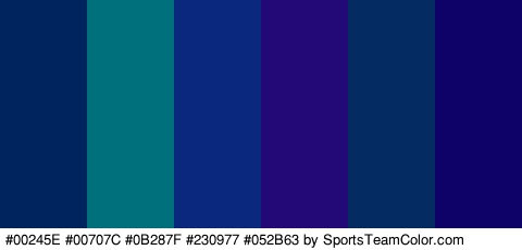 #00245E #00707C #0B287F #230977 #052B63 #0E0168 Colors