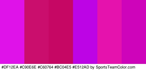 #DF12EA #C90E6E #C60764 #BC04E5 #E512AD #CE04BA Colors