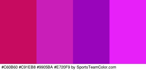 #C60B60 #C91EB8 #9905BA #E720F9 Colors