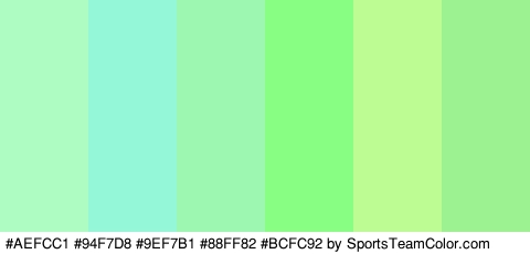 #AEFCC1 #94F7D8 #9EF7B1 #88FF82 #BCFC92 #9CF291 Colors