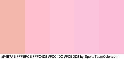 #F4B7AB #FFBFCE #FFC4D8 #FCC4DC #FCBDD8 Colors