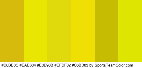 #D6BB0C #EAE604 #E0D90B #EFDF02 #C6BD03 #DDE500 Colors