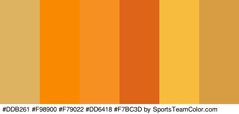 #DDB261 #F98900 #F79022 #DD6418 #F7BC3D #D89C43 Colors