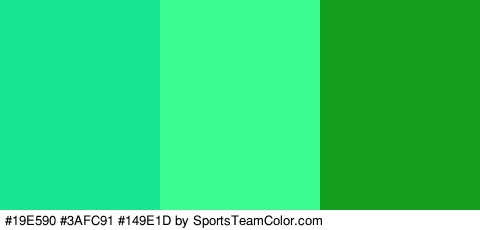 #19E590 #3AFC91 #149E1D Colors