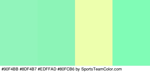 #90F4BB #8DF4B7 #EDFFAD #80FCB6 Colors