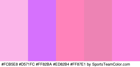 #FCB5E8 #D571FC #FF82BA #ED82B4 #FF87E1 Colors