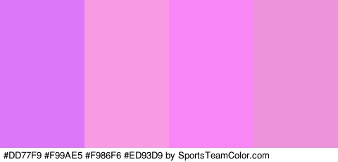 #DD77F9 #F99AE5 #F986F6 #ED93D9 Colors