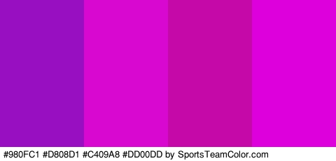 #980FC1 #D808D1 #C409A8 #DD00DD Colors