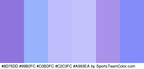 #8D75DD #99B2FC #C0BDFC #C2C3FC #A993EA #848CF9 Colors