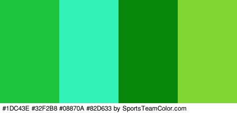 #1DC43E #32F2B8 #08870A #82D633 Colors