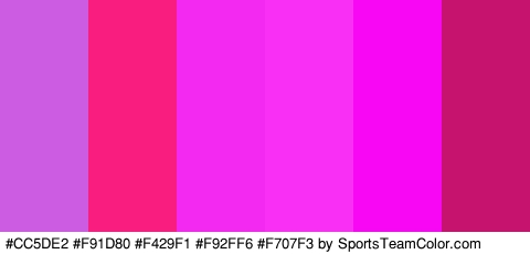 #CC5DE2 #F91D80 #F429F1 #F92FF6 #F707F3 #C6136D Colors