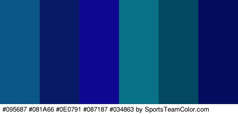 #095687 #081A66 #0E0791 #087187 #034863 #030C5E Colors