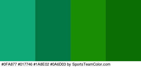 #0FA877 #017746 #1A8E02 #0A6D03 Colors