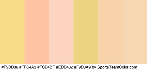 #F9DD86 #FFC4A3 #FCD4BF #EDD482 #F9D3A9 #F7D7B2 Colors