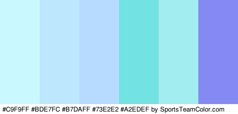 #C9F9FF #BDE7FC #B7DAFF #73E2E2 #A2EDEF #8489F4 Colors