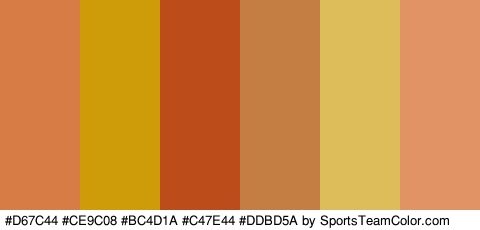 #D67C44 #CE9C08 #BC4D1A #C47E44 #DDBD5A #E29366 Colors