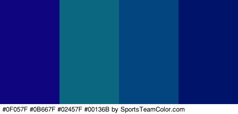 #0F057F #0B667F #02457F #00136B Colors