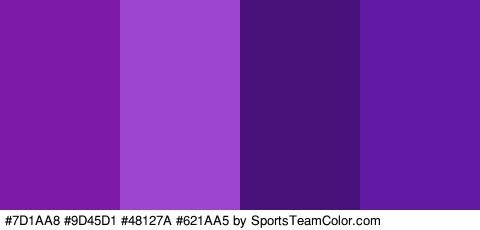 #7D1AA8 #9D45D1 #48127A #621AA5 Colors