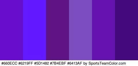 #660ECC #6219FF #5D1482 #7B4EBF #6413AF #42087C Colors