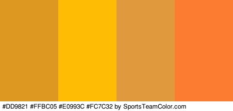 #DD9821 #FFBC05 #E0993C #FC7C32 Colors