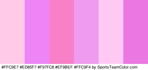 #FFC9E7 #ED85F7 #F97FC8 #EF9BEF #FFC9F4 #EA77E2 Colors