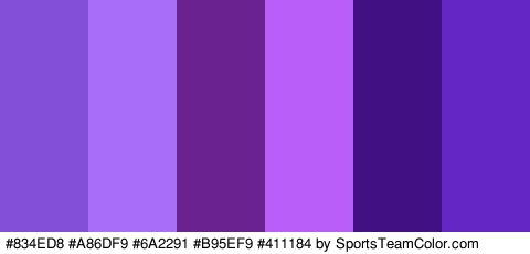 #834ED8 #A86DF9 #6A2291 #B95EF9 #411184 #6427C6 Colors