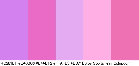 #D281EF #EA6BC6 #E4ABF2 #FFAFE3 #ED71B3 Colors