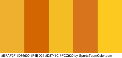 #EFAF2F #D36600 #F4BD24 #D8741C #FCC920 Colors