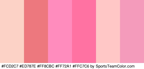 #FCD2C7 #ED787E #FF8CBC #FF72A1 #FFC7C6 #F49ABB Colors