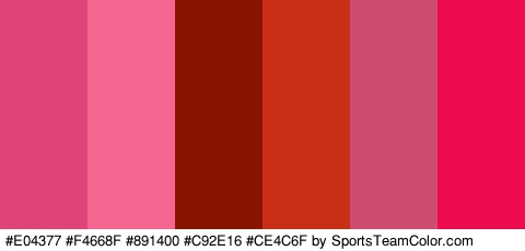 #E04377 #F4668F #891400 #C92E16 #CE4C6F #EF0B50 Colors