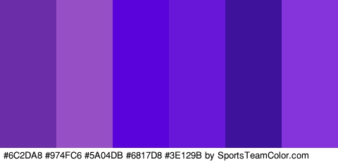 #6C2DA8 #974FC6 #5A04DB #6817D8 #3E129B #8534DB Colors