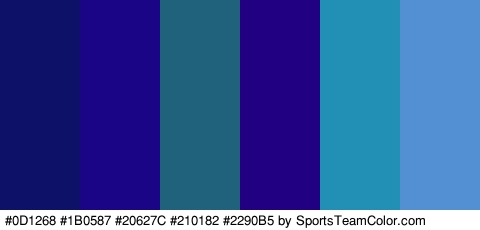 #0D1268 #1B0587 #20627C #210182 #2290B5 #5290D3 Colors