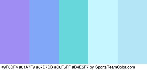 #9F8DF4 #81A7F9 #67D7DB #C6F6FF #B4E5F7 Colors