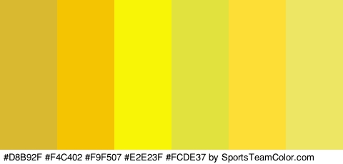 #D8B92F #F4C402 #F9F507 #E2E23F #FCDE37 #EDE665 Colors